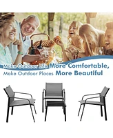 Sugift 4 Pieces Patio Furniture Set with Armrest Loveseat Sofas and Glass Table Deck
