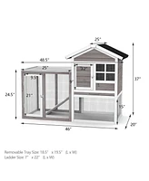 Sugift 2-Story Wooden Rabbit/Dog Hutch with Running Area