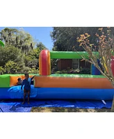 Pogo Bounce House Inflatable Slip and Splash Slide (Without Blower) - 25' Foot Long x 9' Foot Tall x 6' Foot Wide - Crossover Slip and Splash Slide