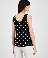 Anne Klein Petite Dot-Print Sleeveless Scoop-Neck Top