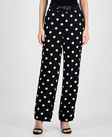 Anne Klein Women's Polka-Dot Belted Pants