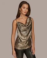 Donna Karan New York Women's Metallic Cowlneck Tank Top