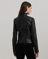 Lauren Ralph Women's Tumbled Leather Moto Jacket