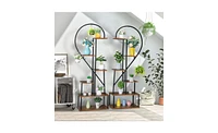 Slickblue Artisasset 2pcs 6 Layers Half Heart Iron Wood Plant Stand