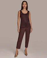 Donna Karan New York Women's Mixed-Media Scoop-Neck Top