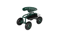 Slickblue Short Handle Garden Seat Cart for Easy Mobility and Comfortable Gardening