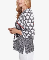 Alfred Dunner Petite Textured Patchwork Top