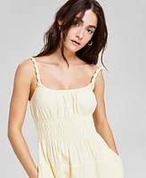 And Now This Women's Smocked-Waist Twist-Strap Cotton Midi Dress, Exclusively at Macy's