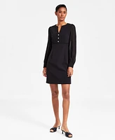 Anne Klein Women's Long-Sleeve Button Shift Dress