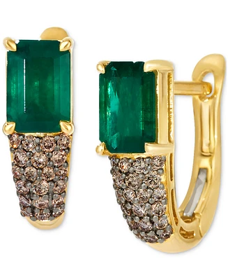 Le Vian New Emerald (1-2/5 ct. t.w.) & Chocolate Diamond (1/4 ct. t.w.) Leverback Earrings in 14k Gold