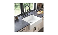 Slickblue Farmhouse Apron-Front White Ceramic Kitchen Sink for Stylish Culinary Spaces