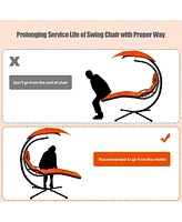 Sugift Hanging Chaise Lounger with Stand and Pillow for Outdoor