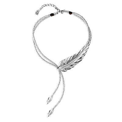 UNOde50 Sterling Silver Larger Feather-Shaped Piece Necklace