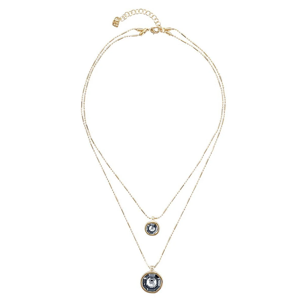 UNOde50 18K Gold Plated and Faceted Crystal Double Necklace