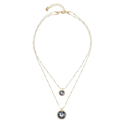 UNOde50 18K Gold Plated and Faceted Crystal Double Necklace