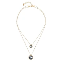 UNOde50 18K Gold Plated and Faceted Crystal Double Necklace