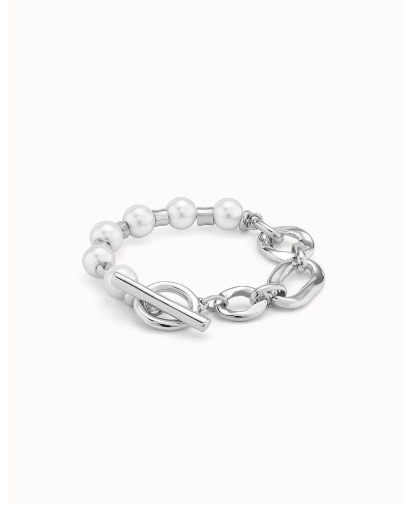 UNOde50 Different Links and Cultivated Pearl Metal Alloy Bracelet