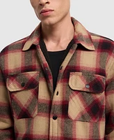 Ecko Unltd Men's Sherpa Lined Plaid Flannel Shacket