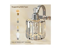 gaomon Crystal Vanity Light Fixtures Modern Stainless Steel Crystal Bathroom Vanity Light Fixtures Chrome, 6 Light Vanity Light Bathroom Wall Lights F