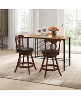 Sugift Set of 2 24 Inch Swivel Bar Stools with Footrest