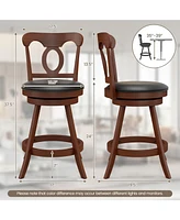 Sugift Set of 2 24 Inch Swivel Bar Stools with Footrest