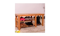 Slickblue Shoe Rack with Strip Pattern Tiers and Boots Compartment, Organized Storage
