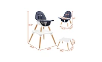 Slickblue Toddler Childrens High Dining Chair Detachable Two-In-One Table And Chair Navy Blue