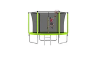 Slickblue 10FT Trampoline for Kids, Basketball Hoop and Ladder, Outdoor Kids Trampoline with Safety Enclosure