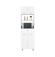 Depot E-Shop Mucura Microwave Double Door Cabinet, One Drawer, One Shelf For Microwave, White