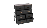 Slickblue 4-Tier Wide Drawer Dresser, Gray Storage Unit with 8 Fabric Drawers, Metal Frame & Wooden Top for Closets