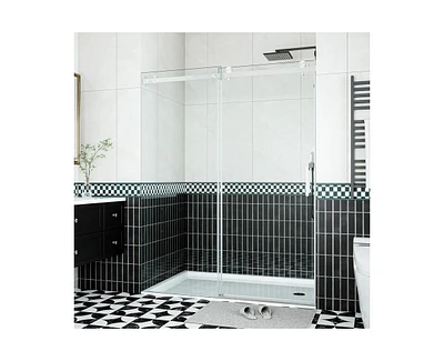 gaomon Shower Door, 44-48" W × 76" H Frameless Sliding Shower Door,Waterproof Glass Shower Door with Stainless Steel Handle and Seal Strip, 5/16"