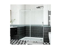 gaomon Shower Door, 44-48" W × 76" H Frameless Sliding Shower Door,Waterproof Glass Shower Door with Stainless Steel Handle and Seal Strip, 5/16"