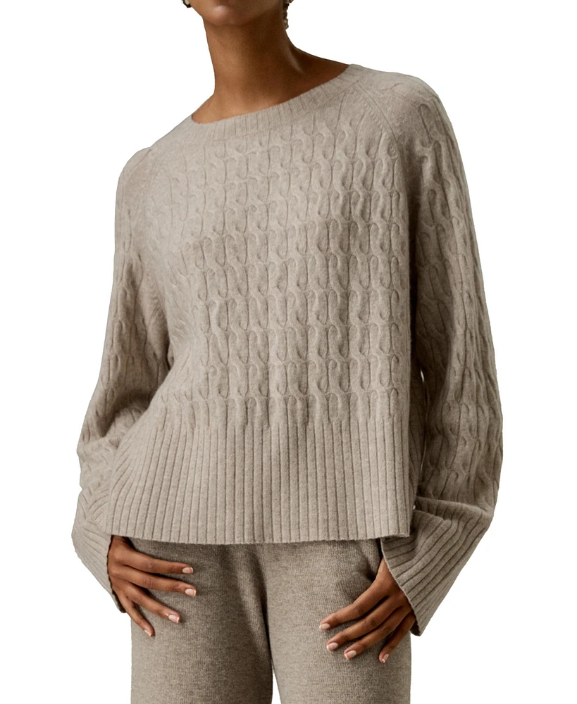 Lilysilk Women's Baby Cashmere Cable-knit Sweater