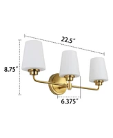 Flynama 22.5 in. W 3-Light White Plus Gold Bathroom Vanity Light with Shade