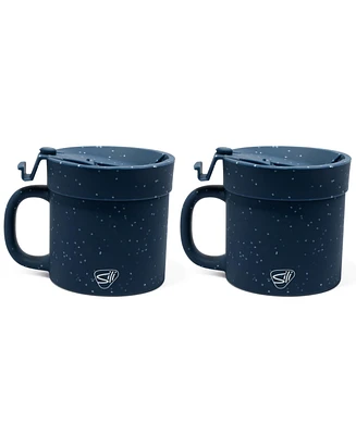 Coffee Mug w/ Lid: 16oz: 2 pk - Speckled Blue