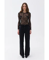 Nocturne Women's Boyfriend Jeans with Side Combination Zipper