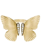 Fossil Butterfly Stainless Steel Center Focal Ring