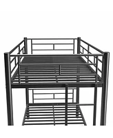 Streamdale Furniture Heavy-duty Sturdy Meta Twin over Full Bunk Bed/l/ Noise Reduced/ Safety Guardrail/No Box Spring Needed, Black