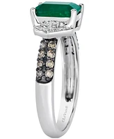 Le Vian Emerald (1 ct. t.w.), Vanilla Diamond (1/10 ct. t.w.) & Chocolate Diamond (1/4 ct. t.w.) Ring in 14k White Gold