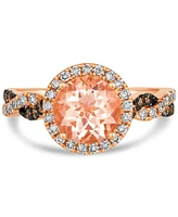 Le Vian Morganite (1-3/8 ct. t.w.) & Diamond (3/8 ct. t.w.) Halo Ring in 14k Rose Gold