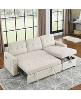 Streamdale Furniture 78.5" Sleeper Sofa Bed Reversible Sectional Couch With Storage Chaise