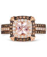 Le Vian Morganite (5/8 ct. t.w.) & Diamond (3/4 ct. t.w.) Halo Ring in 14k Rose Gold