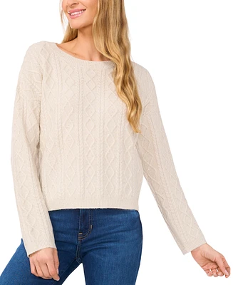 CeCe Women's Embellished Cable-Knit Pullover Sweater