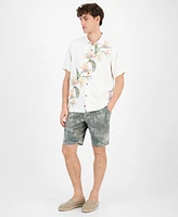 Tommy Bahama Men's Short-Sleeve Across Paradise Embroidered Leaves Silk Button-Down Shirt