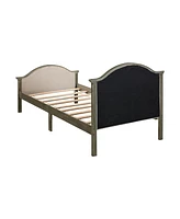 Streamdale Furniture Twin Bed With Upholstered Headboard And Footboard, With Slats, Grey