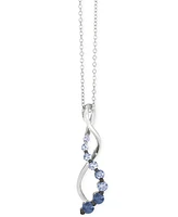 Le Vian Denim Ombre (3/8 ct. t.w.) & White Sapphire Accent Swirl 19" Pendant Necklace in 14k White Gold