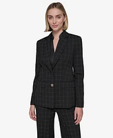 Karl Lagerfeld Paris Women's Windowpane Two-Button Blazer