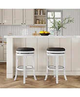 Streamdale Furniture 30" Barstool, White Finish, Charcoal Fabric Seat