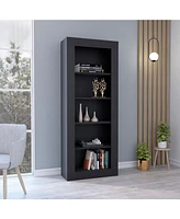 Depot E-Shop Poros Bookcase with Vertical Design and 5 Storage Shelves, Black