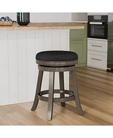 Streamdale Furniture 24" Counter Stool, Weathered Gray Finish, Charcoal Fabric Seat